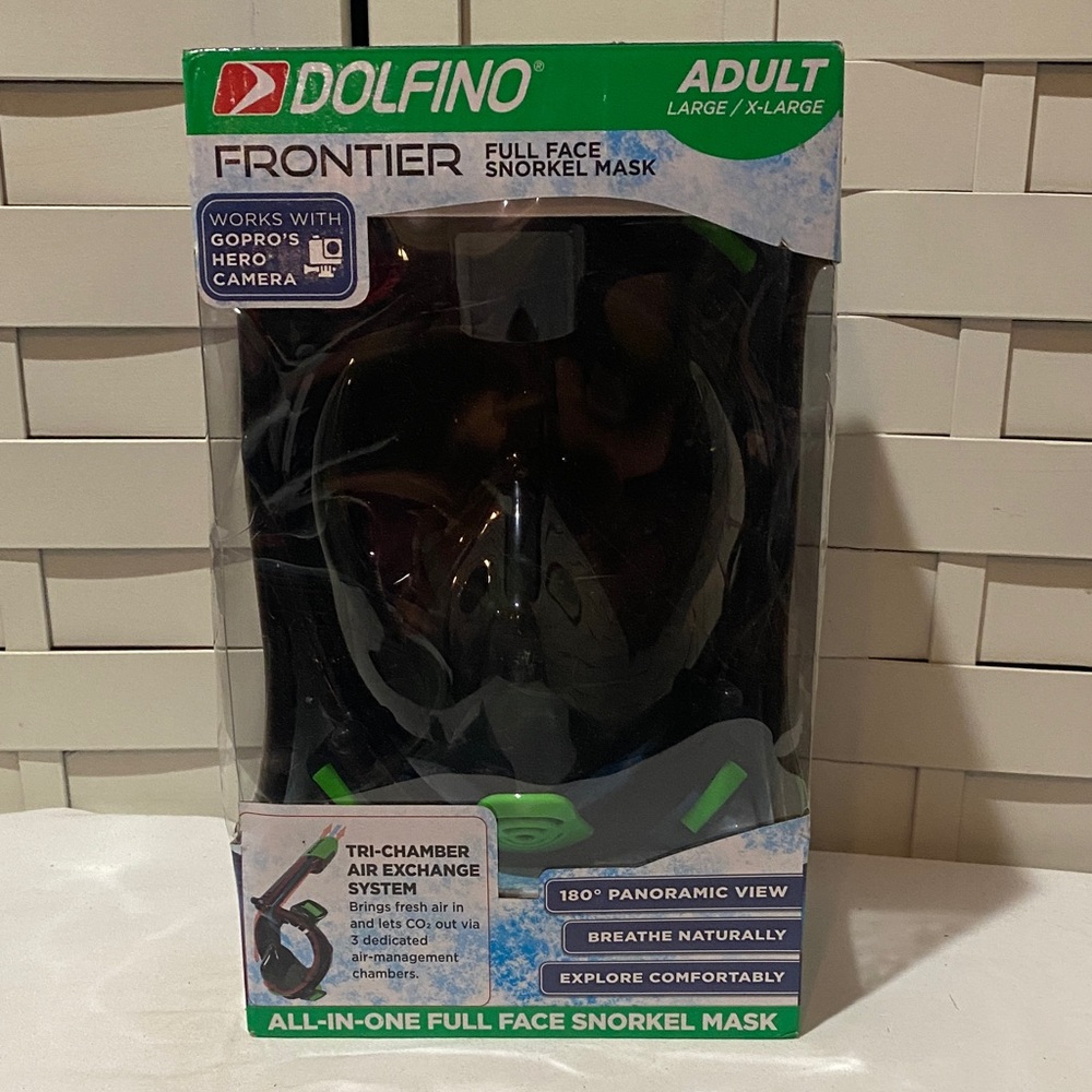 Dolfin Black and Green Snorkel Mask